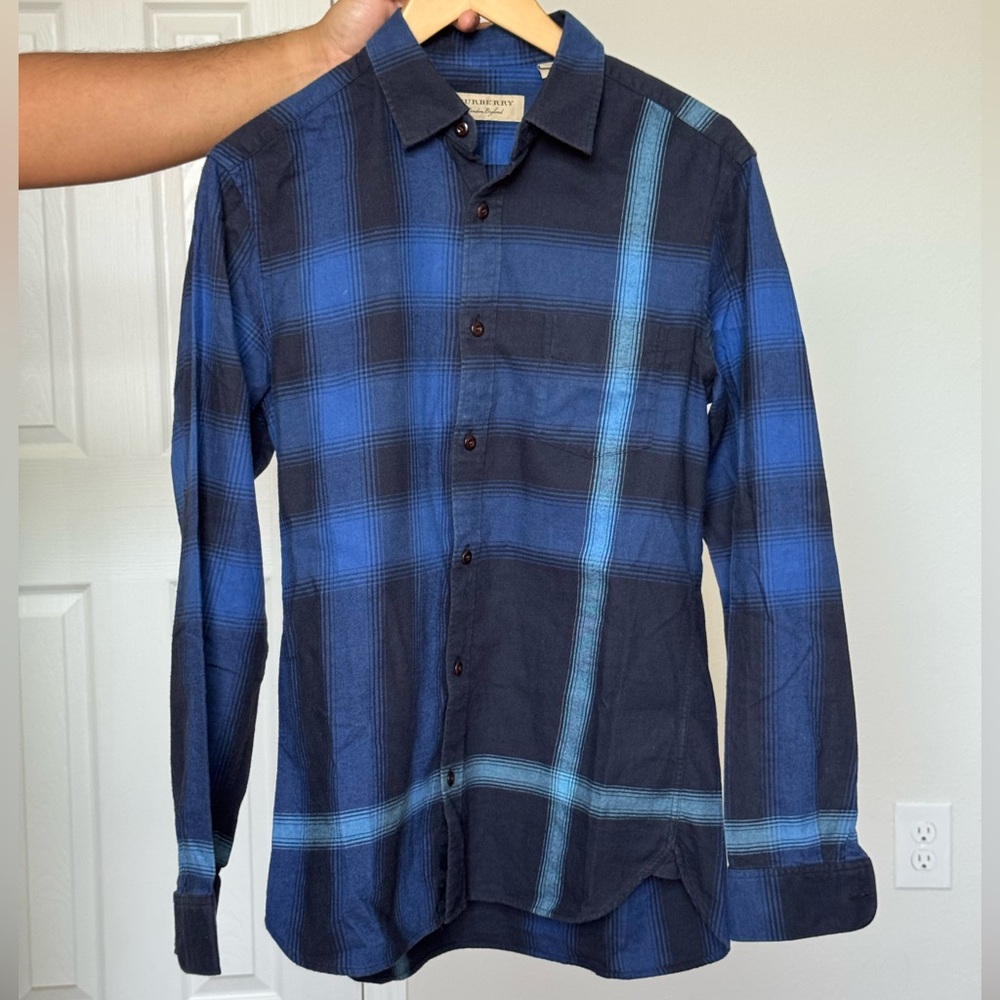 Burberry Navy and Blue Checkered Shirt